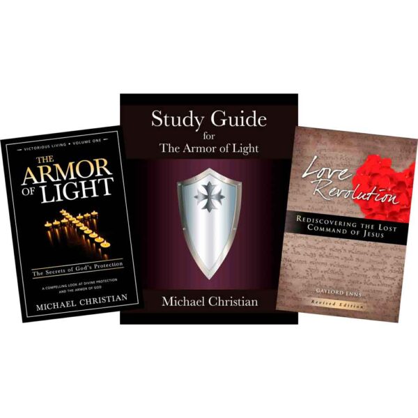 Book Cover Images for The Armor of Light, Study Guide for the Armor of Light, and Love Revolution.